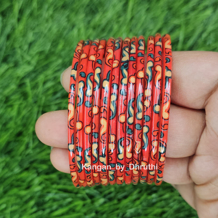 Orange Raaga Glass Bangles