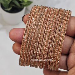 Peach Amulya Stone Glass Bangles