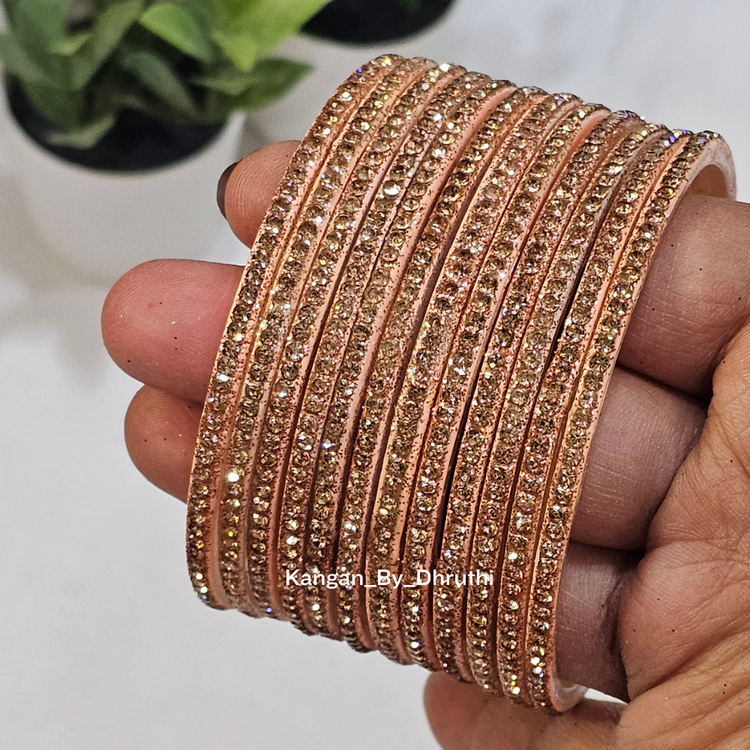 Peach Amulya Stone Glass Bangles1