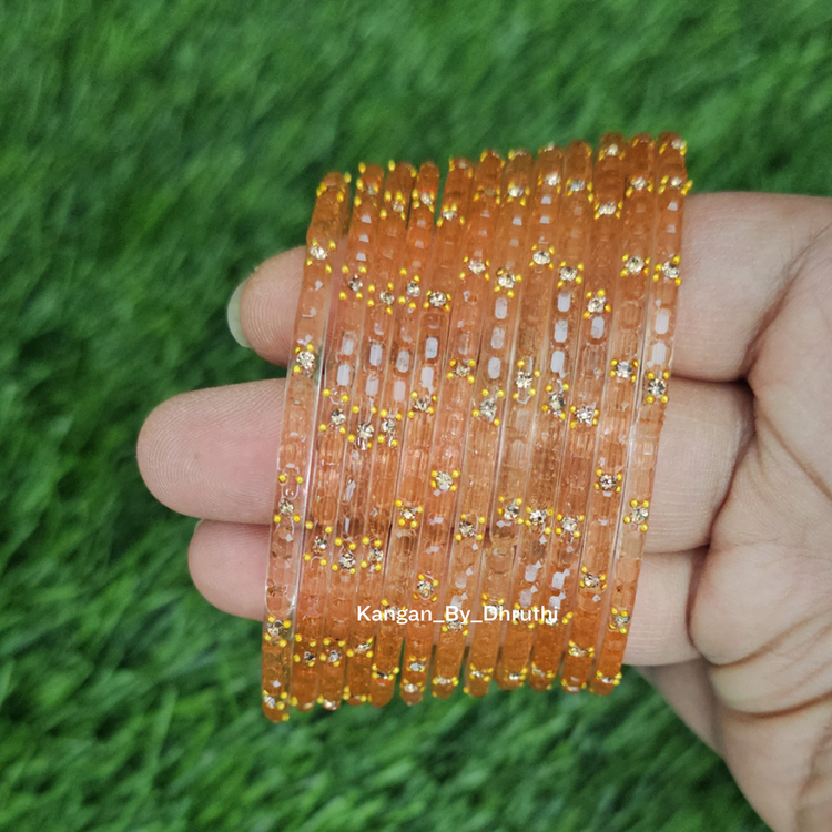 Peach Colour Laya Glass Bangles