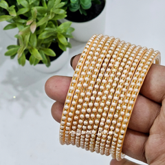 Peach Colour Tara Pearl Glass Bangles1