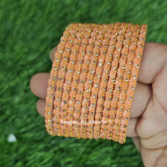 Peach Colour Thaamara Lotus Glass Bangles