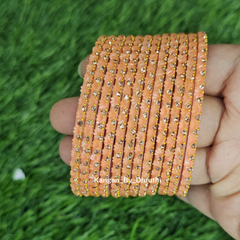 Peach Colour Thaamara Lotus Glass Bangles1