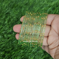 Pista Green Colour Laya Glass Bangles