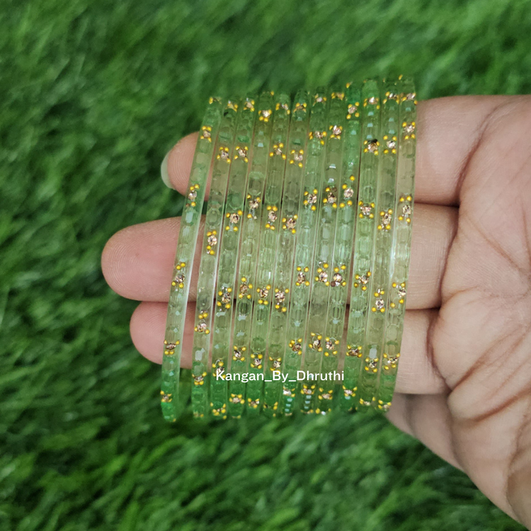Pista Green Colour Laya Glass Bangles1
