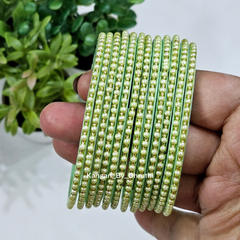 Pista Green Colour Tara Pearl Glass Bangles1