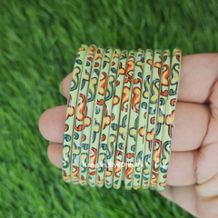 Pista Green Raaga Printed Glass Bangles1