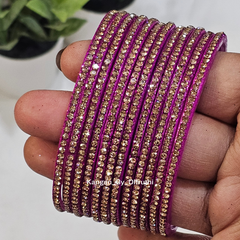 Purple Colour Amulya Stone Glass Bangles1