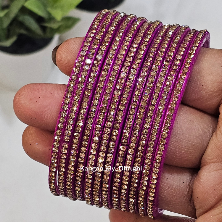 Purple Colour Amulya Stone Glass Bangles1