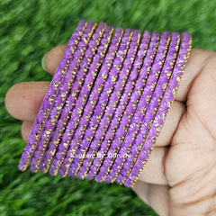 Purple Colour Thaamara Lotus Glass Bangles1