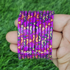 Purple Raaga Printed Glass Bangles