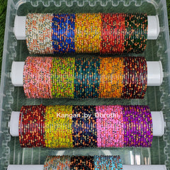 Yellow Raaga Printed Glass Bangles