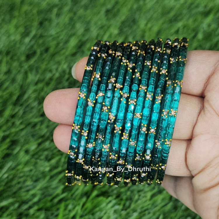 Radium Blue Colour Laya Glass Bangles