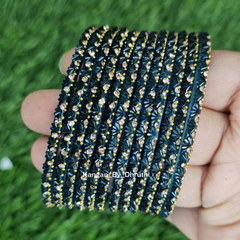 Radium Blue Colour Thaamara Lotus Glass Bangles1