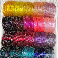 Dark Gajari Raindrop Glass Bangles