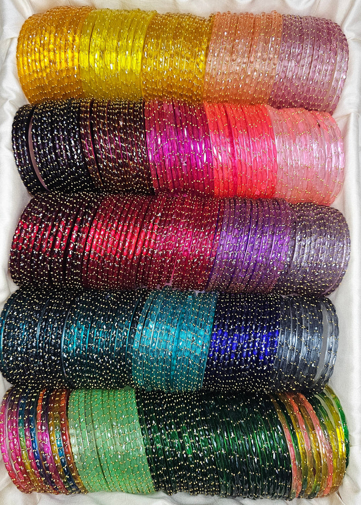 Dark Gajari Raindrop Glass Bangles