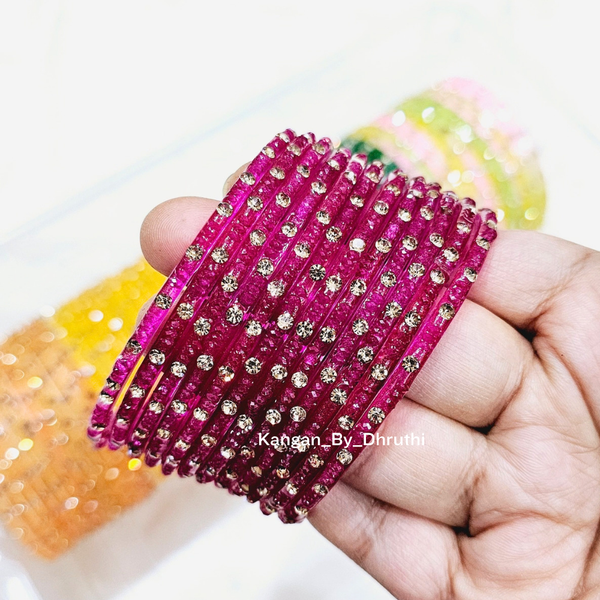 Rani Pink Colour Aarna Glass Bangles