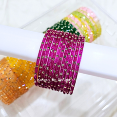 Rani Pink Colour Aarna Glass Bangles1