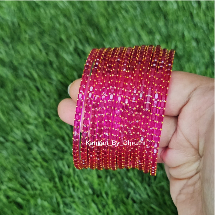 Rani Pink Colour Jalwa Glass Bangles