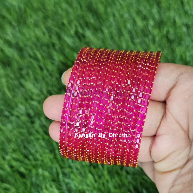 Rani Pink Colour Jalwa Glass Bangles1