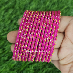 Rani Pink Colour Thaamara Lotus Glass Bangles1