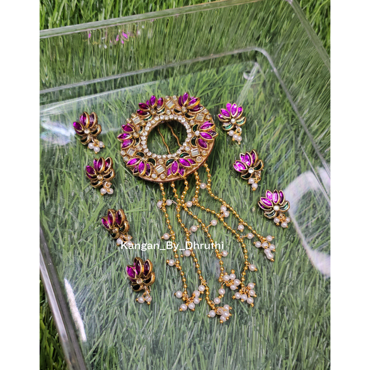Rani Pink Lotus Bridal Hair Pins1