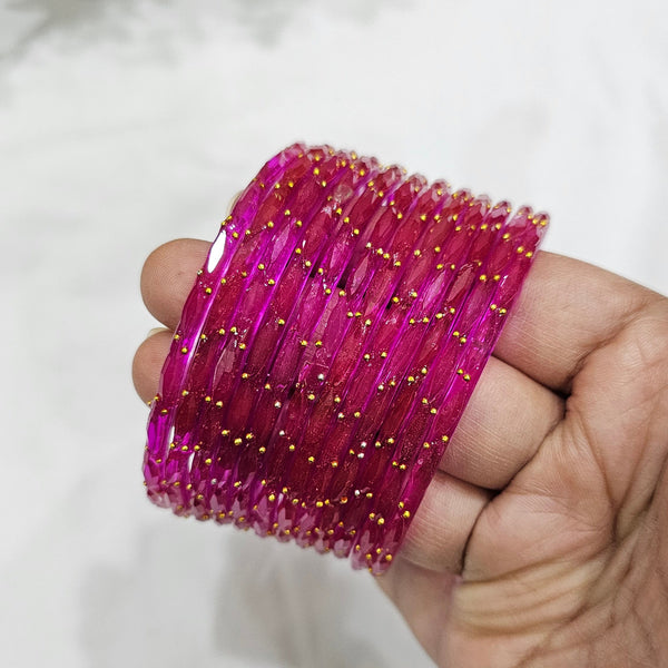 Rani Pink RainDrop Glass Bangles