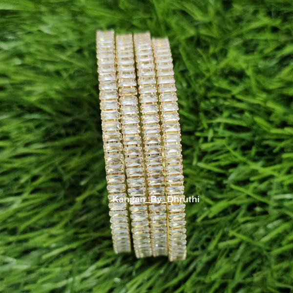 Rectangle Shaped White Crystal Stone Bangles3