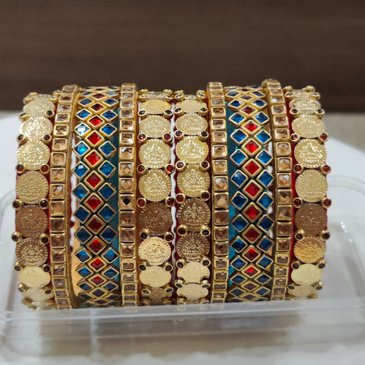 Red & Blue Lakshmi Coin Bangles