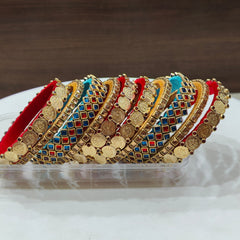 Red & Blue Lakshmi Coin Bangles