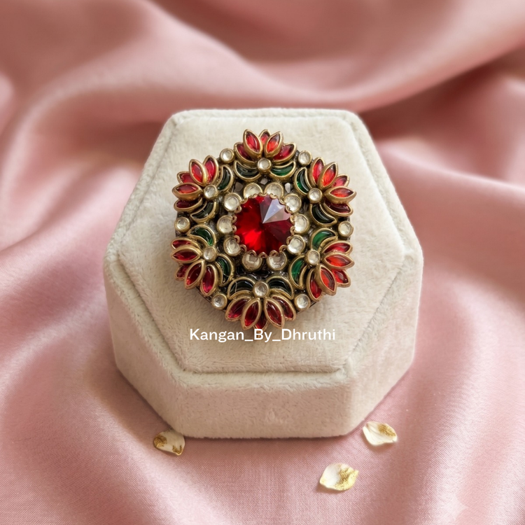 Red Clipstone Lotus Hair Brooch