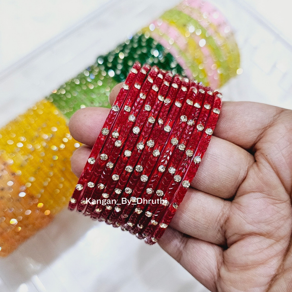 Red Colour Aarna Glass Bangles