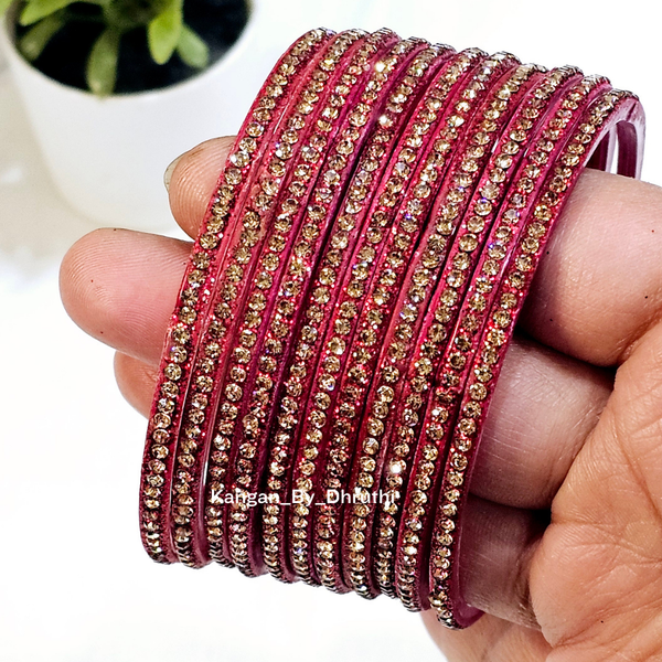 Red Colour Amulya Stone Glass Bangles
