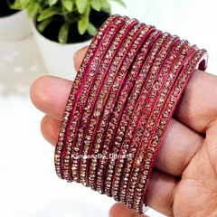 Red Colour Amulya Stone Glass Bangles1
