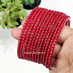 Red Colour Tara Pearl Glass Bangles