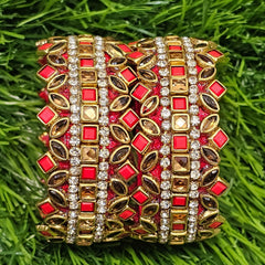 Red Matt & Gold Kada Bangle