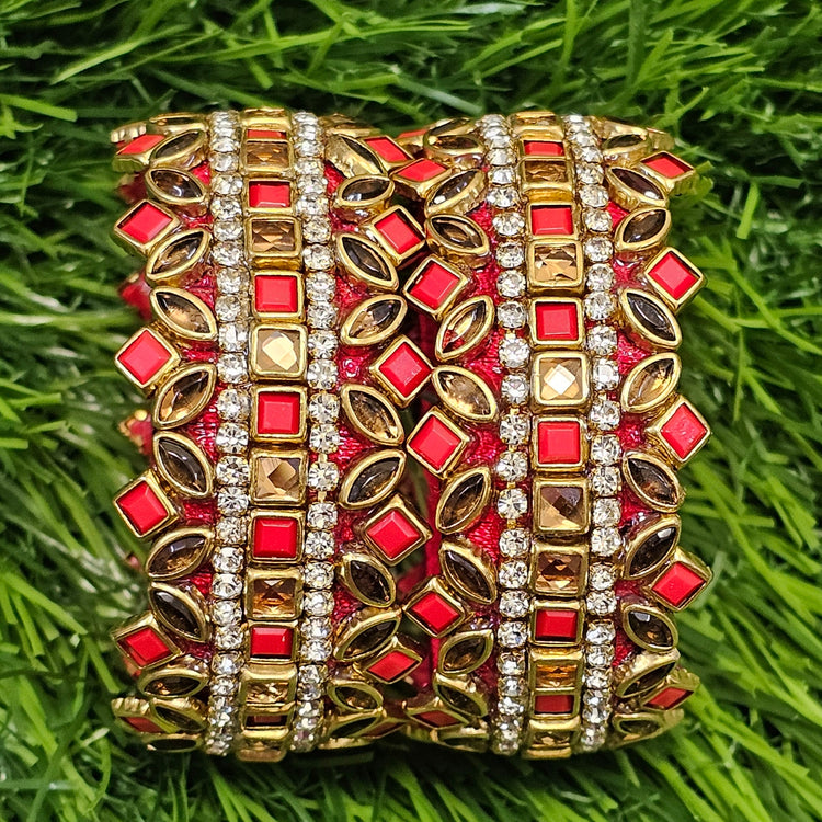 Red Matt & Gold Kada Bangle