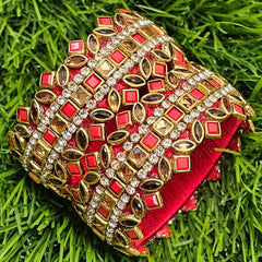 Red Matt & Gold Kada Bangle