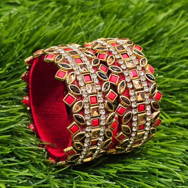 Red Matt & Gold Kada Bangle