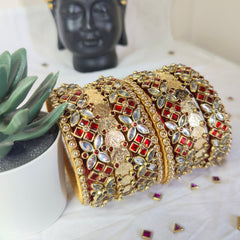 Red & White Lakshmi Coin Bangle