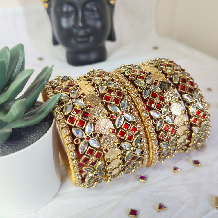 Red & White Lakshmi Coin Bangle
