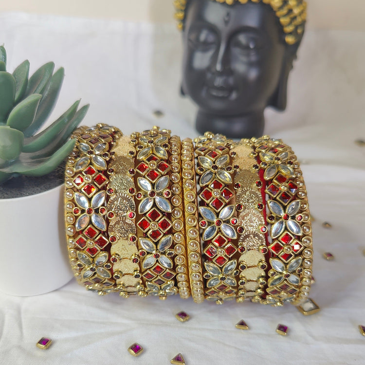 Red & White Lakshmi Coin Bangle