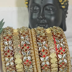 Red & White Lakshmi Coin Bangle