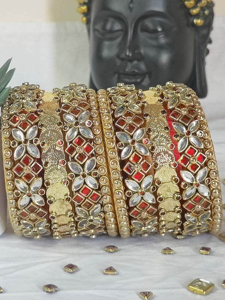 Red & White Lakshmi Coin Bangle