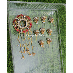 Red and White Lotus Bridal Hair Pins
