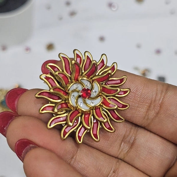 Red Sunflower Saree Brooch