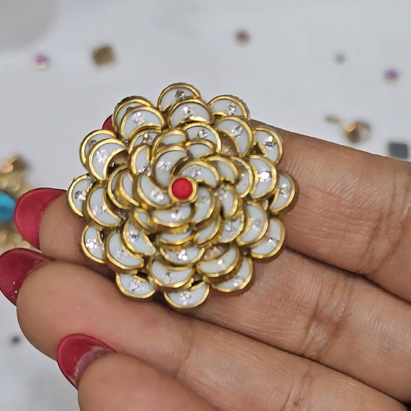 Pearl White Rose Saree Brooch