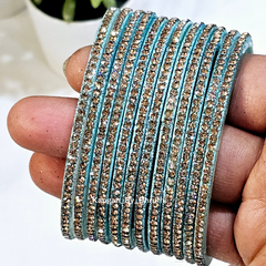 Sky Blue Colour Amulya Stone Glass Bangles