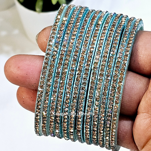 Sky Blue Colour Amulya Stone Glass Bangles