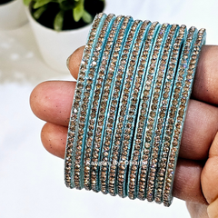 Sky Blue Colour Amulya Stone Glass Bangles1